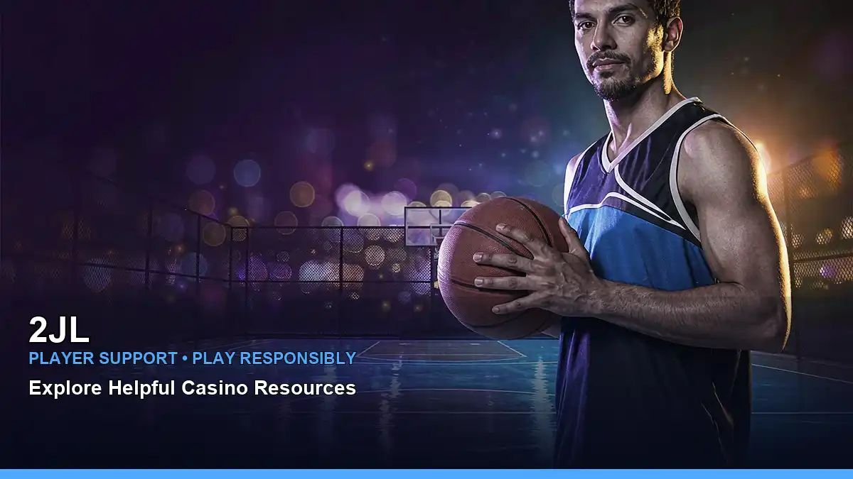 Mobile-friendly 2JL sports and casino gaming artwork featuring a basketball player